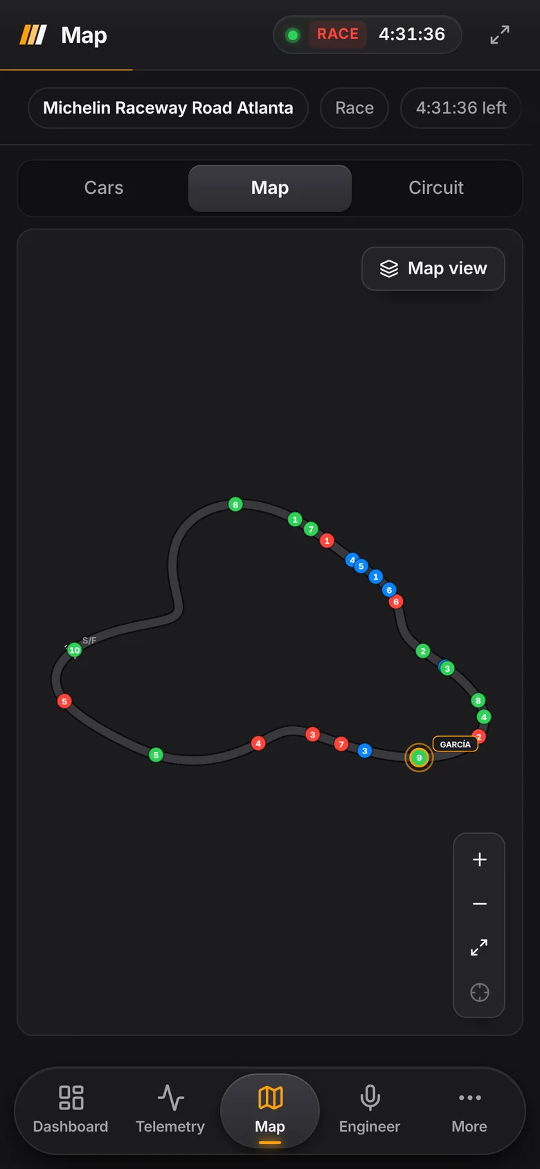 The live map on a phone.